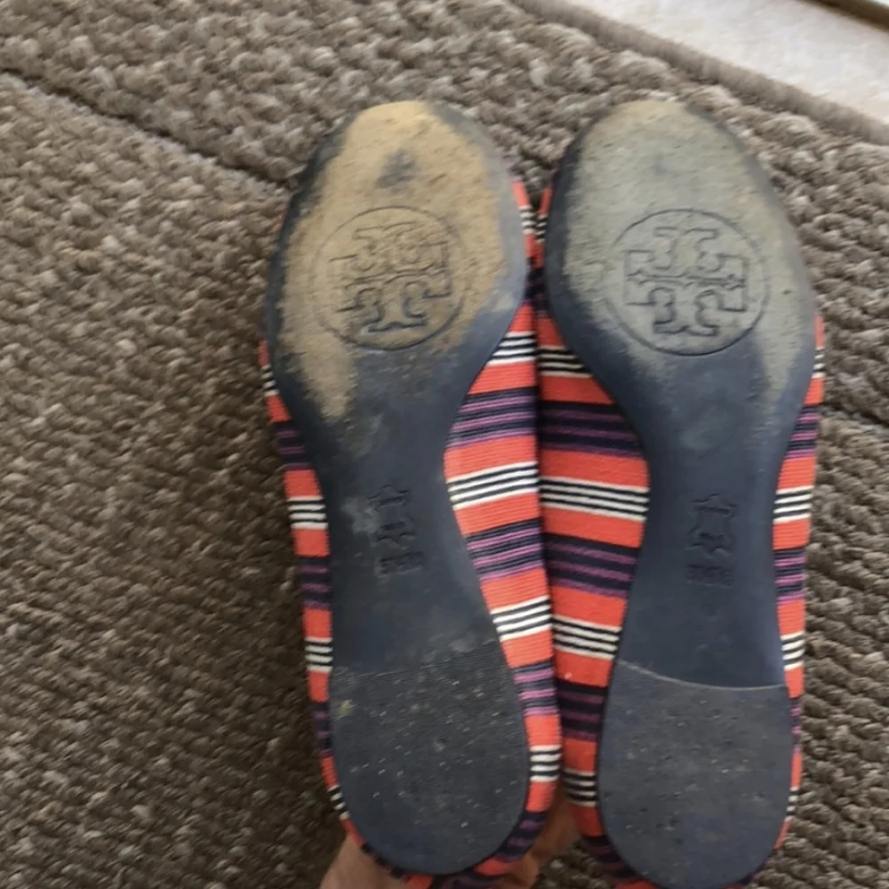 Tory Burch Logo Stripe Ballet Flats 5.5